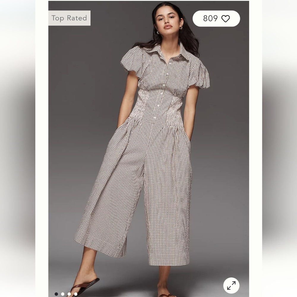 Maeve Puff-Sleeve Basque-Waist Wide-Leg Jumpsuit from Anthropologie